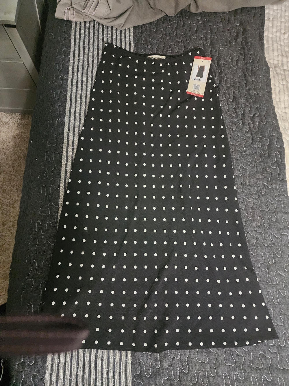 Aeropostale Black Maxi Skirt with White Polka Dots